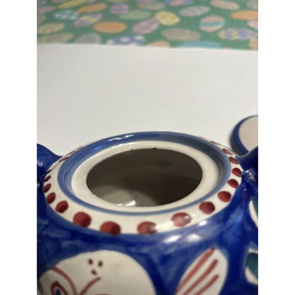 Vietri Solimene FISH 10oz Sugar Bowl w/ Lid Blue Campagna Italy Italian Pottery - Picture 9 of 16